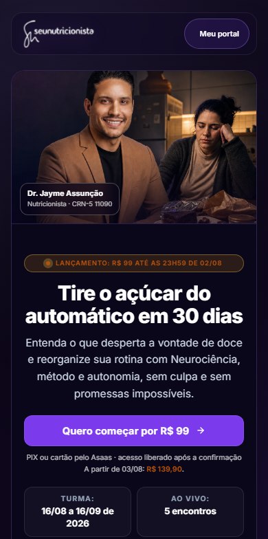 Versão mobile da plataforma Sem Açúcar